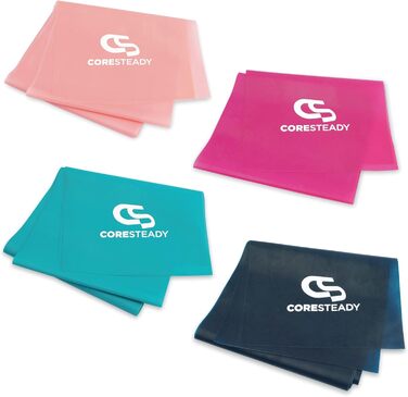Гімнастичні еластичні стрічки Coresteady для чоловіків і жінок, набір з 4 фітнес-резинок 2 м для силових тренувань, пілатесу, йоги та реабілітації, з інструкцією