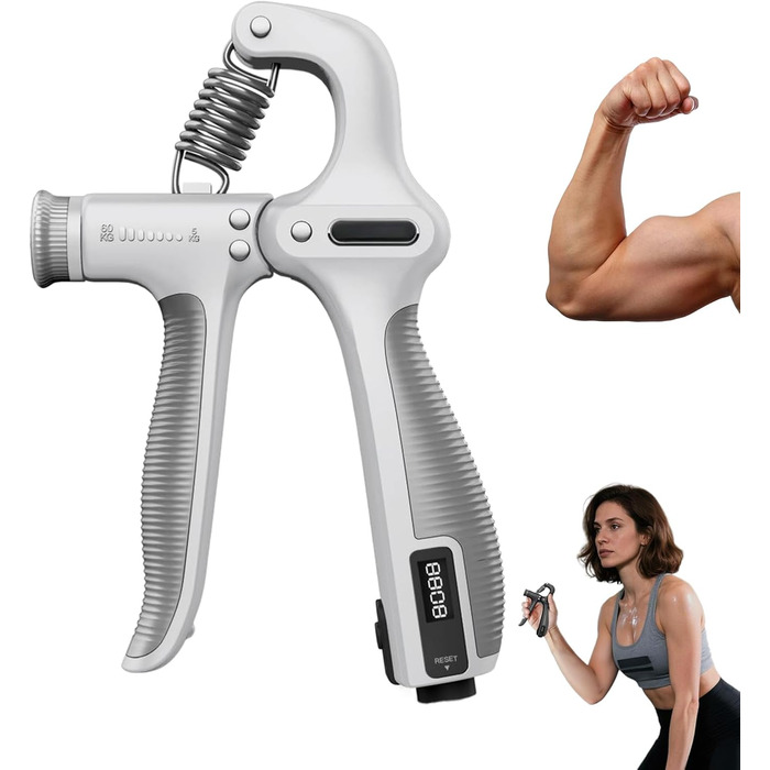 Тренування сили хвата з електронним лічильником, ручний тренажер для підйому рук, регульований опір 5-60 кг. Ідеально для розвитку м'язів.