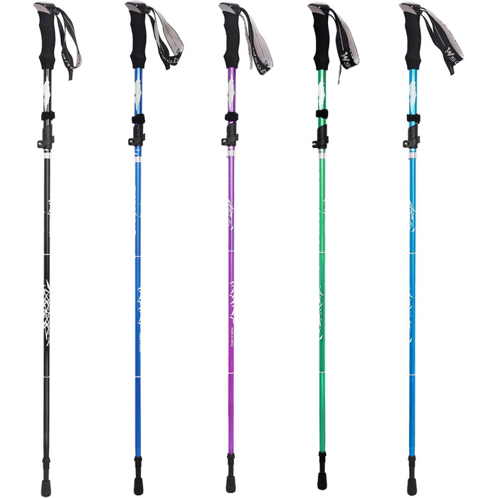 Тrekking-стіки, розкладні туристичні палиці, регульовані палиці для Nordic Walking, телескопічні палиці для чоловіків та жінок, для походів, для літніх людей, чорний колір, 1 шт.