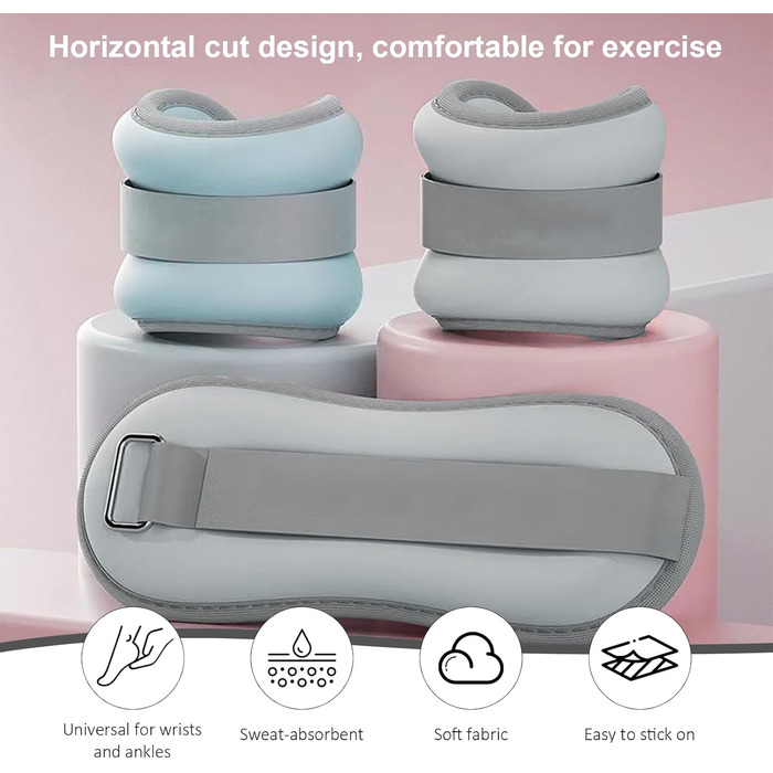 Важкі манжети для ніг та рук (0,5 кг) - 2 шт. для пілатесу, йоги, ходьби, бігу, аеробіки (сірий)