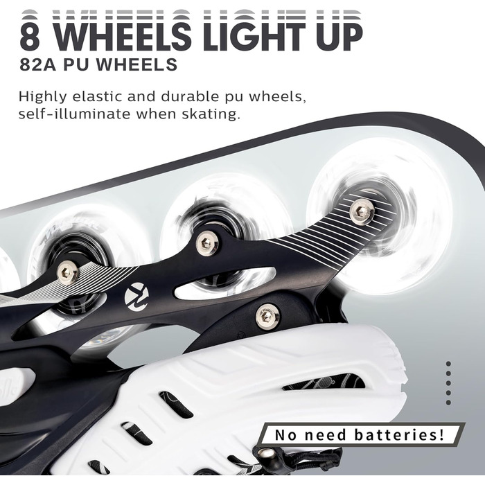 Дитячі ролики Kuxuan з підсвіткою, регульовані, для дівчаток та хлопчиків, розмір EU 31-35 (білі)