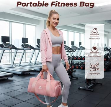 Спортивна сумка Flintronic для дівчаток та жінок, маленька сумка для плавання та фітнесу з відділенням для взуття та вологостійким відсіком (Рожева, 44 x 20 x 20 см)