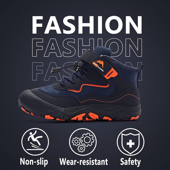 Дитячі трекінгові черевики FLIOZY - водонепроникні, легкі, дихаючі, для дівчаток та хлопчиків (34 EU, Navy)