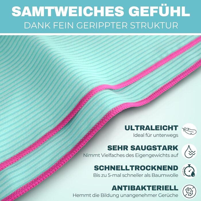 Рушник мікрофібри PEAQ з текстурою - легкий, компактний, швидковисихаючий, XL, 200 x 100 см, блакитний/помаранчевий (кант: помаранчевий)