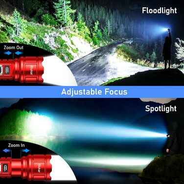 Ліхтар Blukar LED акумуляторний, 500000 люмен, тактичний, 5 режимів, IP67, водонепроникний, для кемпінгу та відпочинку на природі
