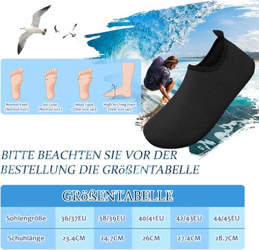 Чоботи для плавання жіночі та чоловічі, аквашузи, шкарпетки для плавання, пляжні чоботи, легкі серфові чоботи, швидковисихаючі, неслизькі, для водного спорту, чорні смужки, 36/37 EU