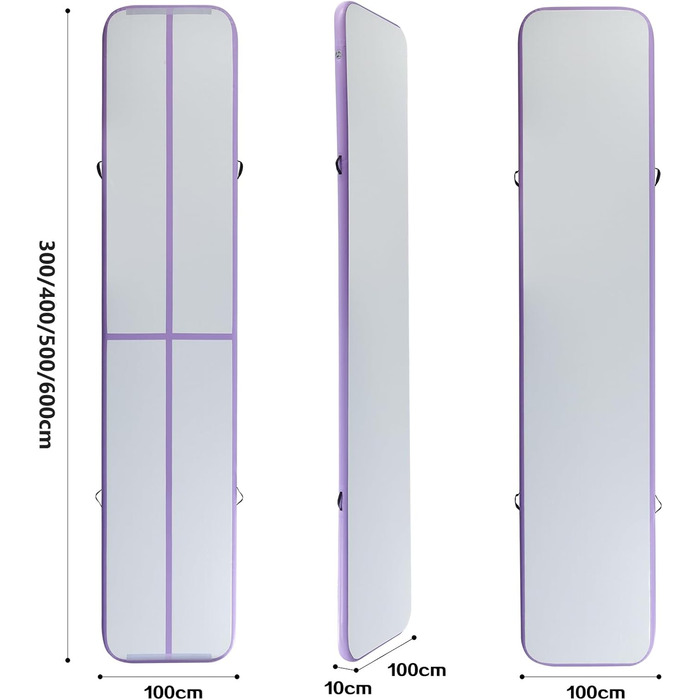 Гімнастичний мат Air Track для тумблінгу та йоги з електричним насосом, водонепроникний та протиковзний, фіолетовий (300x100x10 см)