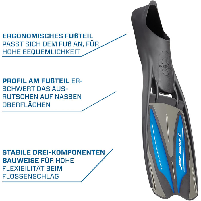 Ласти SCUBAPRO Jet Sport Full Foot M (42-43) сині для підводного плавання