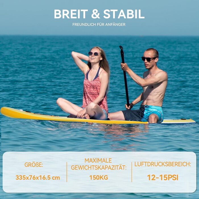 Надувна SUP дошка для веслування 320/335 см, комплект із сидінням, алюмінієве весло, рюкзак, насос, до 150 кг