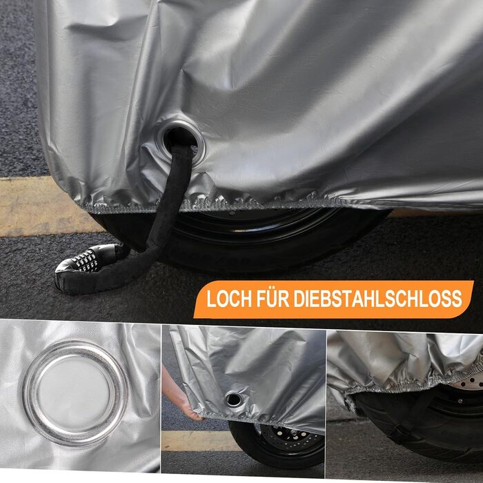 Захисний чохол для мотоцикла Motorrad, зимовий, водонепроникний, 210D, 275x105x125 см