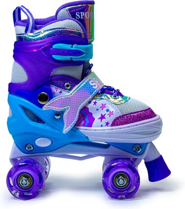 Дитячі ролики-хвіст русалки Scale Sports для дівчаток, регульовані, з підсвічуванням, фіолетові (2.5-5 UK)