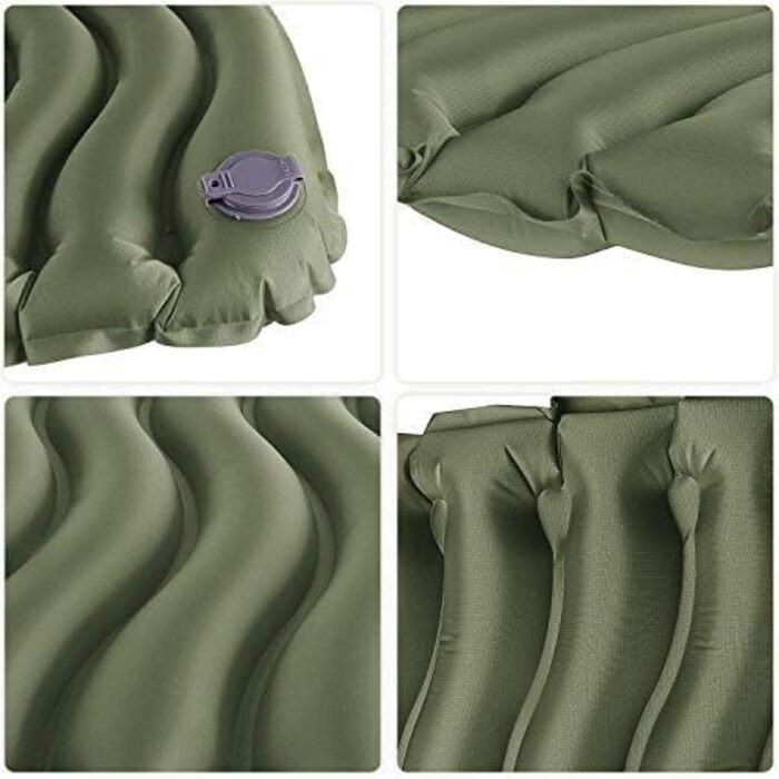 Килимок для кемпінгу Unigear 500g, Ultralight, надувний, 150x60 см, для туризму та відпочинку на природі, армійний зелений з подушкою
