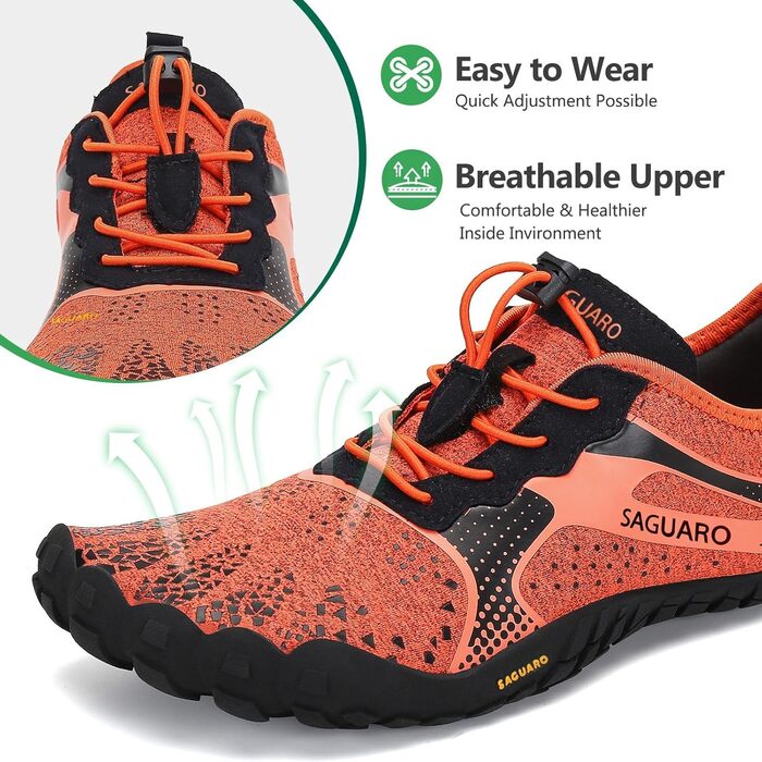 SAGUARO Unisex Барфут взуття для активного відпочинку та тренувань помаранчевого кольору, розмір 44 EU