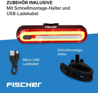 LED акумуляторний задній ліхтар Fischer TWIN, велосипедне освітлення, IPX4, чорний