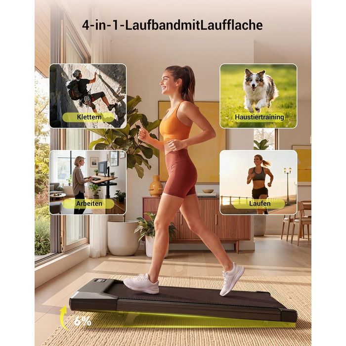 Складана бігова доріжка MJWW Raceable Walking Pad з нахилом 6-9%, потужність 2.5/3.0 HP, керування через додаток, AI-тренування, LED-дисплей, Jet Black 90 см, для дому та офісу
