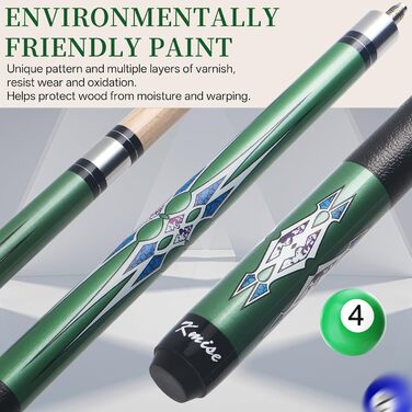 Набір київ для більярду Kmise Pool-Stick-Set, канадський клен, професійний, для дорослих, 18/19/20 oz, 3 шт. (зелений, червоний, чорний)