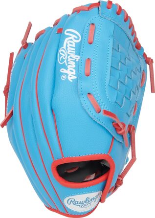 Рукавиця бейсбольна Rawlings Spieler Serie T-Ball / Юніорська (22.9-29.2 см), права рука, Columbia Blue/Scarlet, 10.5