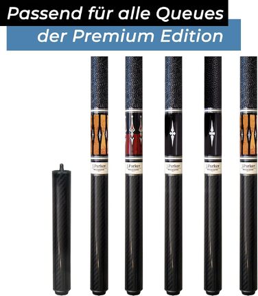 Професійний більярдний кий Parker Premium Edition PE-Serie, Quick-Joint, багатошаровий шкіряний наконечник 12.75 мм, лляна обмотка, чорний