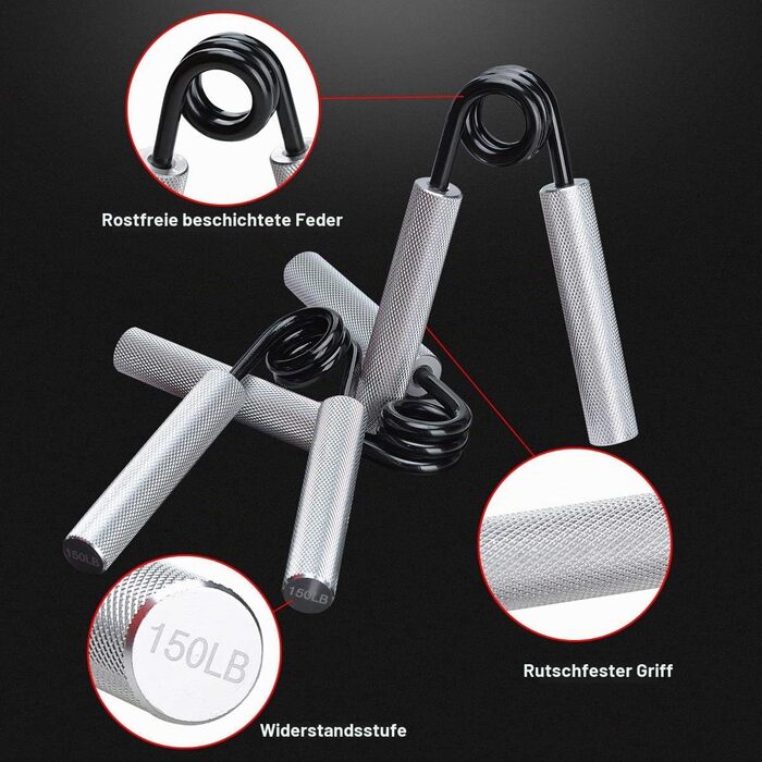 Griffkraft Trainer Set 50-250 LBS: Розвиток сили рук, кистей та пальців. Металевий тренажер для хвату. Набір з 3 шт.