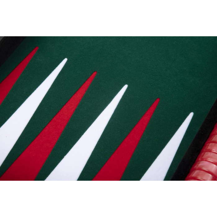 Набір для гри в шашки (бекґеммон) Engelhart Luxus – зелений/червоний/білий, 38 см, штучна шкіра