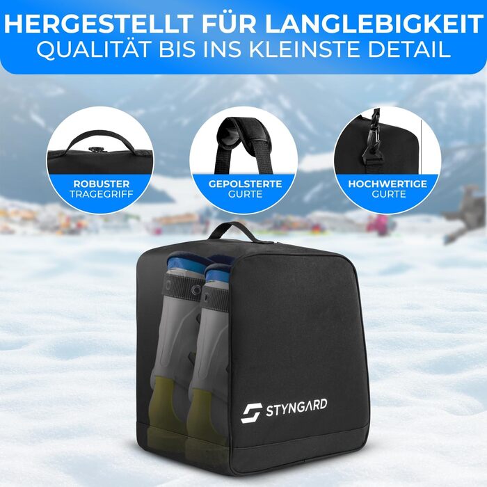 Чохол для лижних черевиків STYNGARD Cortina (38 л) - сумка для лижних черевиків з аксесуарами (чорний-жовтий)