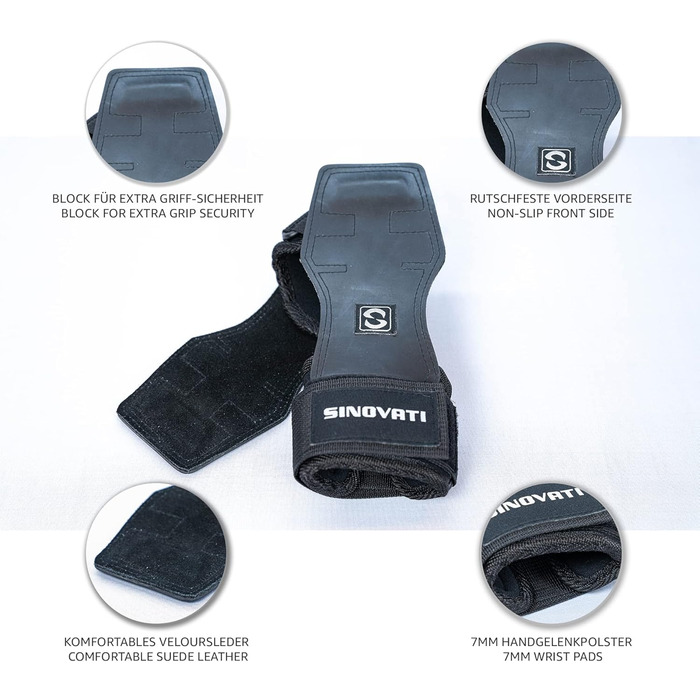 Стрічки для підтягування SINOVATI для силових тренувань: фітнес, кросфіт, бодібілдинг. З підкладкою для зап'ястя 7 мм, червоні