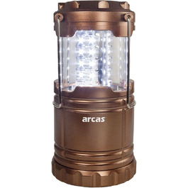 Ліхтар для кемпінгу Arcas 30720008 з 30 LED, мідний, з металевим гачком, 120 люмен, на батарейках, для кемпінгу, відпочинку на човні або вечірок у саду, 8.8 x 8.8 x 12.4 см