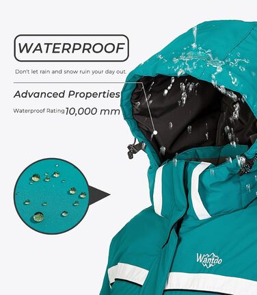 Жіноча водонепроникна куртка Wantdo для катання на лижах з капюшоном та флісовою підкладкою, зелена