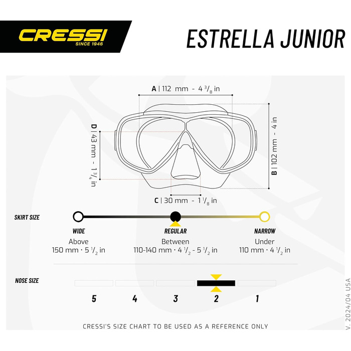 Дитяча маска для дайвінгу та снорклінгу Cressi Estrella Jr