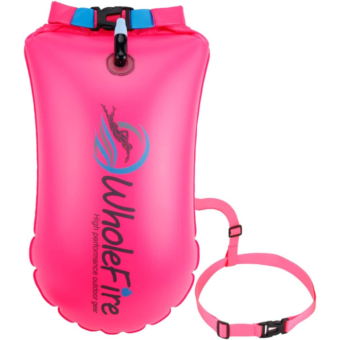 Надувна плавуча платформа WholeFire 20L рожева: водонепроникна сумка, висока видимість для плавання, водних видів спорту, каякінгу та снорклінгу