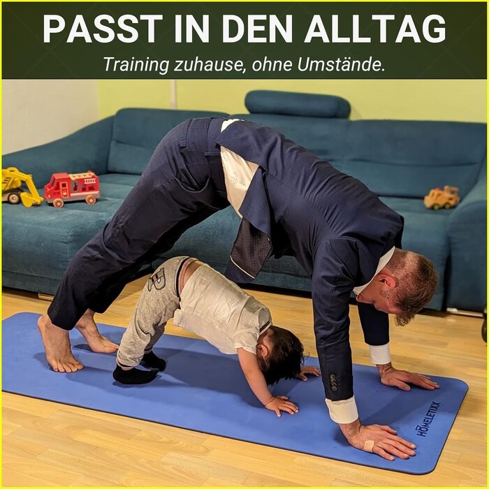 Фітнес килимок неслизький 200 см – спортивний килимок та йога мат для домашніх тренувань, HIIT та гімнастики | екологічний, з ремінком для перенесення