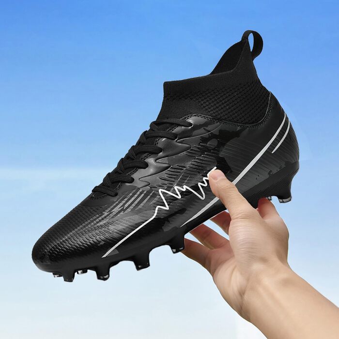Чоловічі футбольні бутси для штучного поля, дитячі та підліткові, для тренувань та гри, чорні, 45 EU