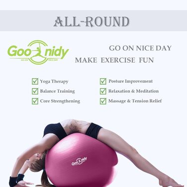 Гімнастичний м'яч великий з захистом від вибуху, офісний фітнес-м'яч, ергономічна підтримка 1000 кг, м'яч для фітнесу, йоги, балансування (рожевий, M(48-55 см))