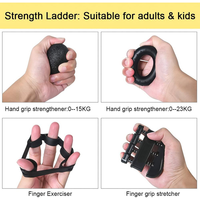 Набір для тренування рук Vicloon (5 шт.): фінгер-тренажер, тренажер зап'ястя, силовий хват, регульований хват, для зняття стресу