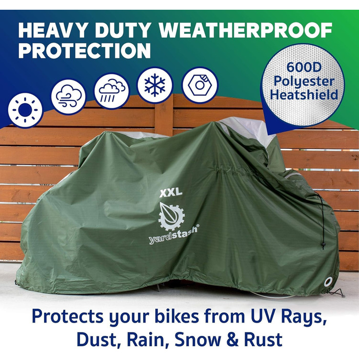 Чохол для велосипеда: міцний, стійкий до погодних умов захист для велосипедів та триколісних велосипедів, з UV-захистом та водонепроникними швами, включає сумку для перенесення (L-зелений)