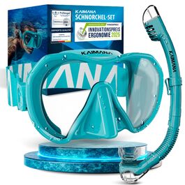 Набір для снорклінгу Kaimana AquaVision Elite для дорослих з сумкою, зручна маска для снорклінгу, альтернатива масці, синій комфортний ремінець