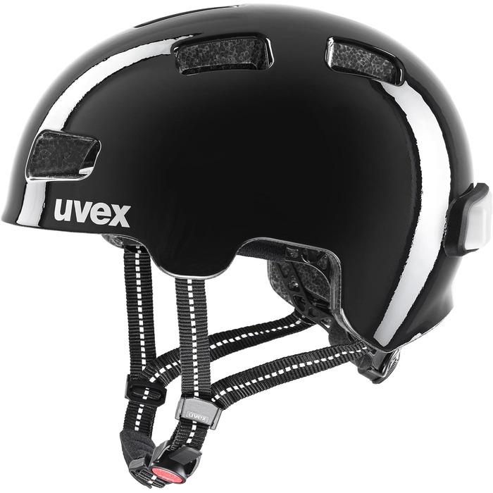Дитячий велосипедний шолом Uvex HLMT 4 Reflexx, легкий, з LED-підсвіткою, індивідуальне регулювання розміру, 55-58 см, чорний