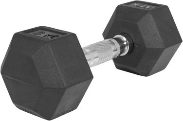 Гантелі шестигранні GORILLA SPORTS 42,5 кг, гумовані, гантелі для фітнесу і силових тренувань, з рифленою хромованою ручкою, чорні, нековзкі, чавун