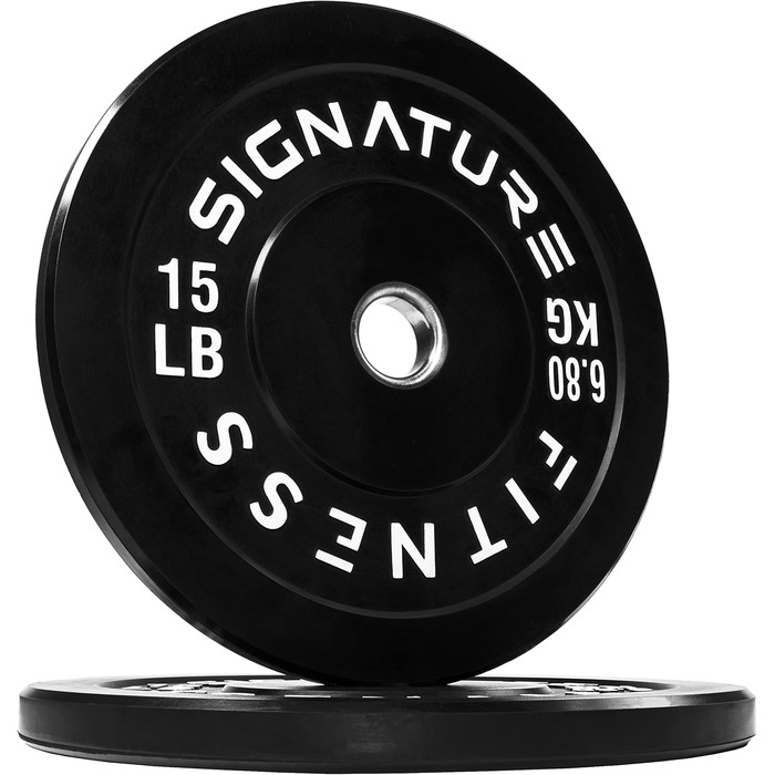 Олімпійські диски Signature Fitness 5,1 см зі сталевою втулкою, чорні, 6,8 кг, пара або набір