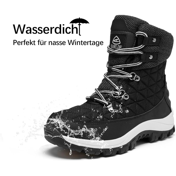 Зимові черевики жіночі EARLDE, водонепроникні, теплі, з антиковзким покриттям, чорні