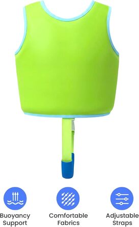 Дитячий жилет для плавання Gogokids 15-30 кг, для навчання плаванню, 1-8 років, зелений S (1-3 роки)