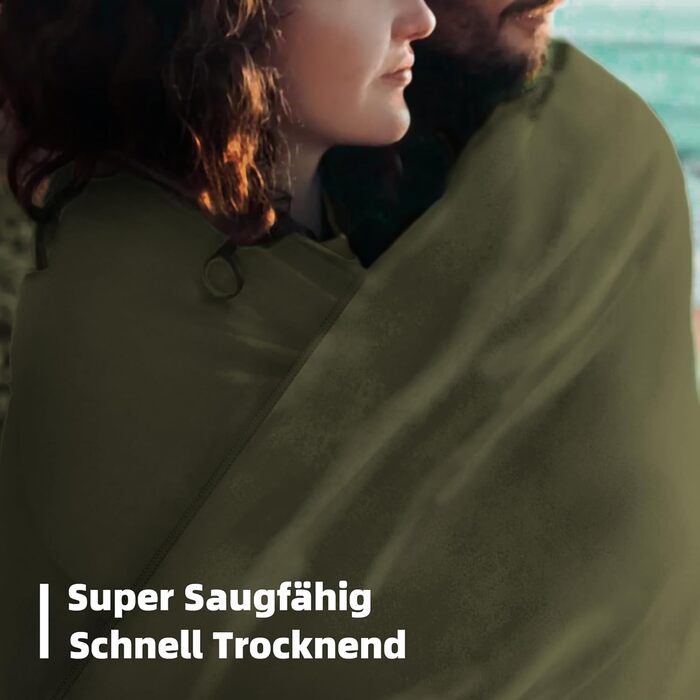 Набір рушників Damoguin 3 шт. з мікрофібри (великий 180x80 см, 2 шт. малий 80x40 см) - спортивні, пляжні, для подорожей (армійний зелений)