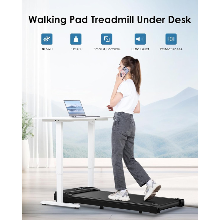 Тренажер для ходьби HomeFitnessCode Walking Pad з нахилом - біговий килимок для дому та офісу, чорний