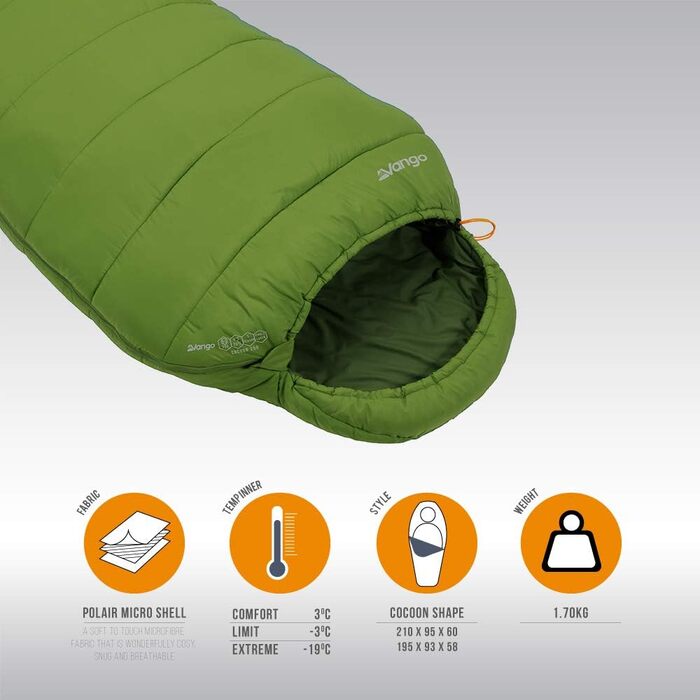 Спальний мішок Vango Cocoon 250 XL Treetops для одного ліжка [Ексклюзив від Amazon]