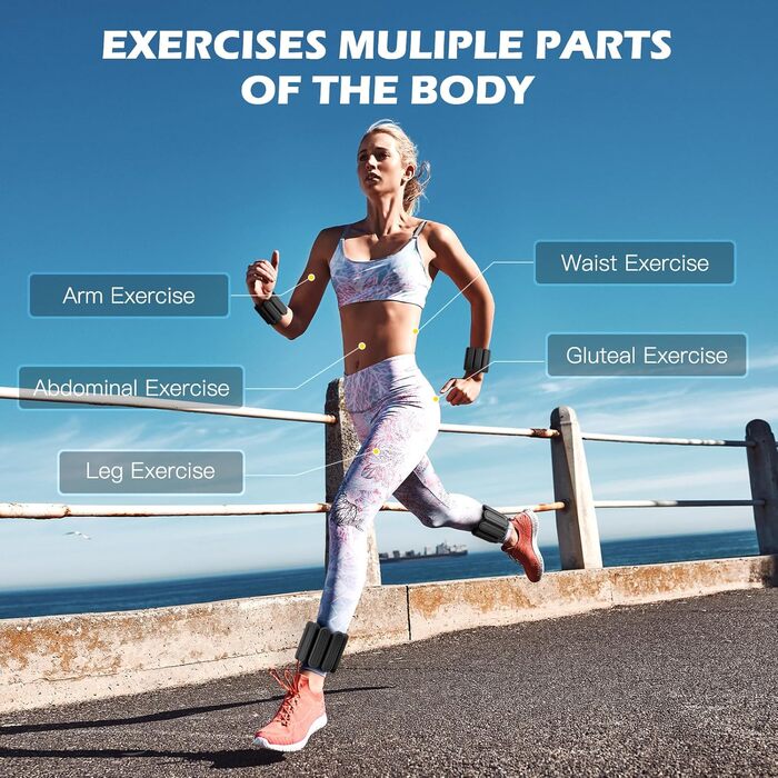 Набір манжет для ніг та зап'ясть Jueachy 1 кг (2 шт. по 0.5 кг) - для фітнесу, йоги, аеробіки, пілатесу. Чорний колір