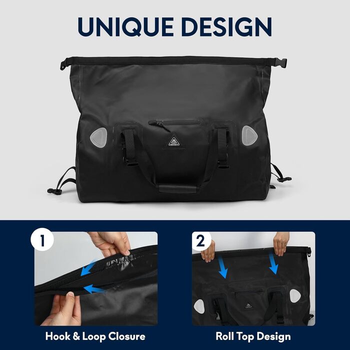 Водонепроникний рюкзак Dry Bag | Сумка-мішок для подорожей | Roll Top водонепроникний мішок для кемпінгу, мотоцикла, водних видів спорту, Blue (Чорний, 50L)