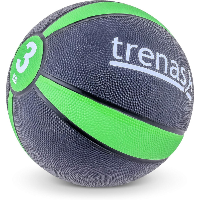 Медичний м'яч trenas PRO 3 кг, зелений, для фітнесу та реабілітації