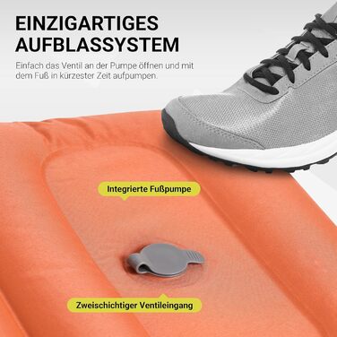 MSPORTS Килимок для кемпінгу Premium, Ultraleichte Isomatte для відпочинку на природі з насосом, вологостійкий для піших прогулянок, трекінгу та кемпінгу (Помаранчевий)