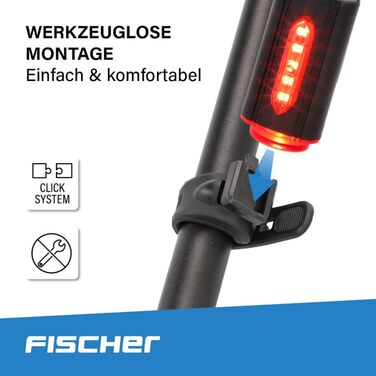 LED акумуляторний задній ліхтар Fischer Stableuchte TWIN, велосипедний, перезаряджається, IPX4, чорний