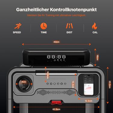 Бігова доріжка Mobvoi Home Ultra 3-в-1 для дому та офісу, 2,5 к.с., нахил 6%, велика бігова поверхня, LED-дисплей, тримач для чашки, телефону, ноутбука, вага до 120 кг, швидкість до 12 км/год